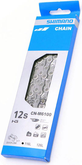 Shimano Deore CN-M6100 Αλυσίδα Ποδηλάτου 12 Ταχυτήτων 116L Ασημί