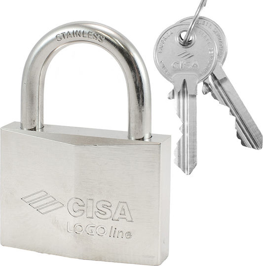 Cisa Stahl Vorhängeschloss Messing mit Schlüssel 60mm Silver 1Stück