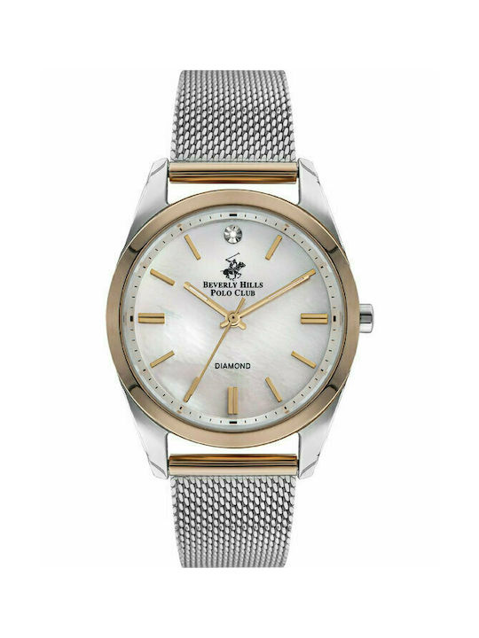 Beverly Hills Polo Club Diamond Uhr mit Silber Metallarmband