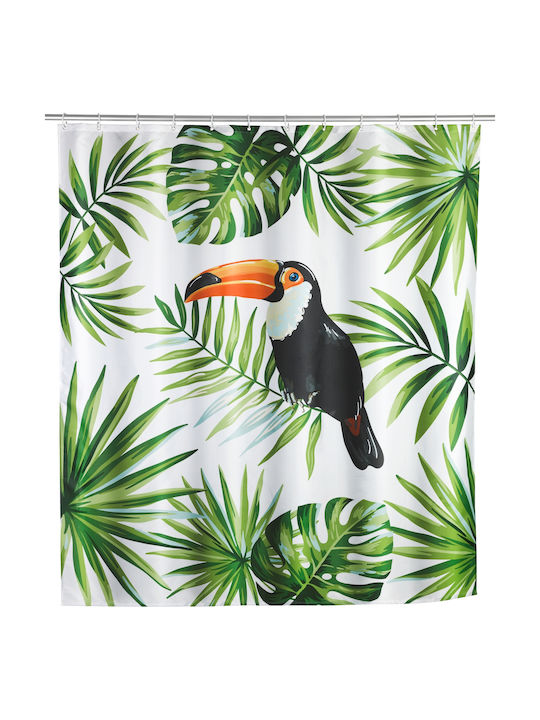Wenko Tucan Shower Curtain Fabric 180x200cm Green