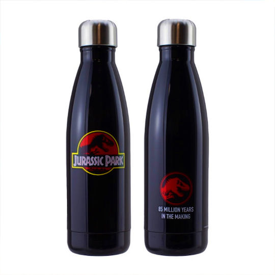 Paladone Jurassic Park Kids Water Bottle Dinosaur Aluminium with Screw Cap Non Spill Black 500ml