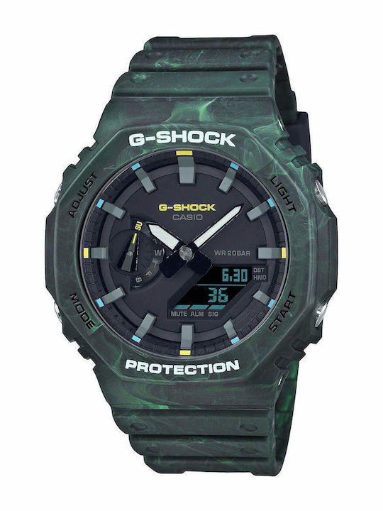 Casio G-Shock Men's Watch 45.4mm Battery with Green Rubber Strap