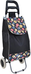 Fabric Shopping Trolley Foldable Black 30x35x96cm