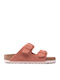 Arizona Soft Footbed Suede Leather Women's Flat Sandals Anatomic in Pink Color Narrow Fit