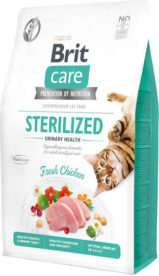 Brit Care Sterilized Urinary Health Dry Food Grain-Free & Gluten-Free for Adult Sterilized Cats with Sensitive Urinary with Chicken 0.4kg