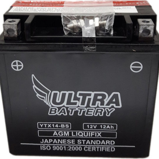 Ultra Κλειστού Τύπου Μπαταρία Μοτοσυκλέτας YTX14-BS 1100A με Χωρητικότητα 14Ah
