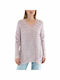 Only Women's Long Sleeve Sweater Cotton with V Neckline Pink