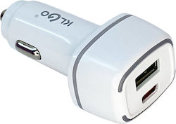 KLGO TC-10PD Car Charger with Ports 1xUSB-A 1xType-C