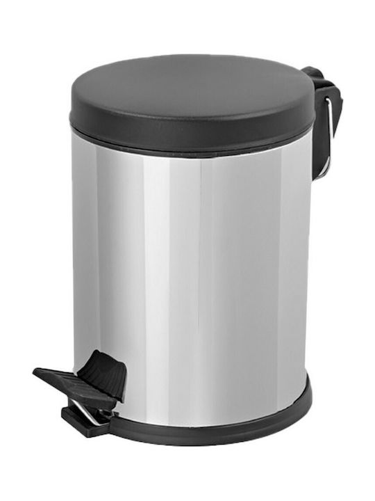 Berilo Plastic Waste Bin with Pedal Silver 6lt