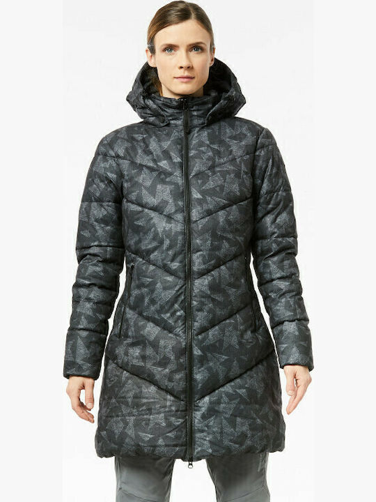 Women's Long Puffer Jacket for Winter with Hood Black