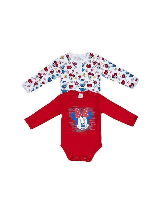 Disney Minnie Baby Bodysuit Underwear Set Long-Sleeved Red 2pcs