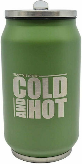 Ankor Cold And Hot Glass Thermos Stainless Steel 330ml Green with Mouthpiece