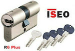 ISEO Κύλινδρος Κλειδαριάς Ασφαλείας R6 Plus 80mm (30-50) με 5 Κλειδιά Ασημί