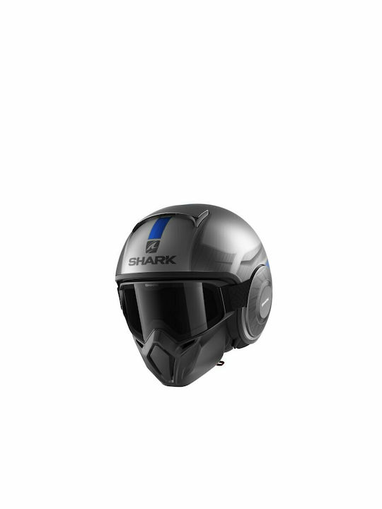 Shark Street-Drak Tribute Jet Helmet ECE 22.05 Mat / Anthracite Chrom Blue HE3325E