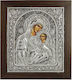 Marhome Heiligenikone Gottesmutter mit Kind aus Aluminium 32,5x37cm 13-00-661 Silber