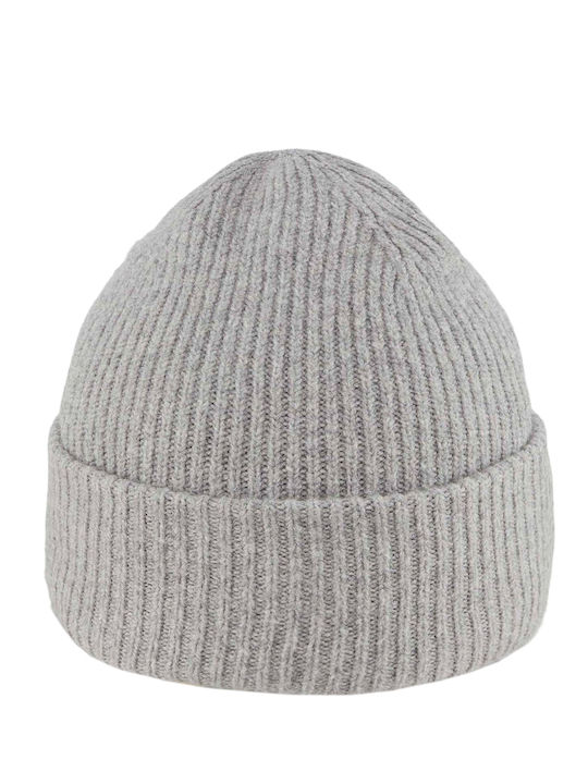 Beanie Γυναικείος Σκούφος με Rib Πλέξη Light Silver Grey Mélange