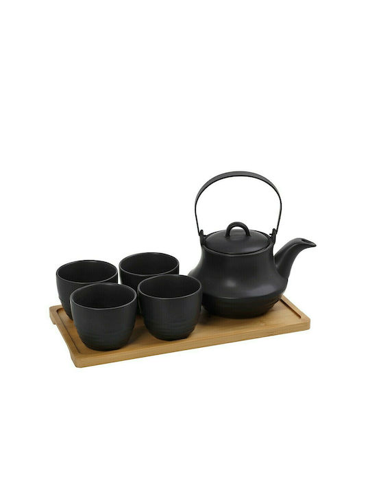 Espiel Ritual Tee-Set mit Tasse und Filter Keramik in Schwarz Farbe 600ml 5Stück