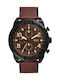 Fossil Bronson Men's Watch 50mm Chronograph Battery with Brown Leather Strap