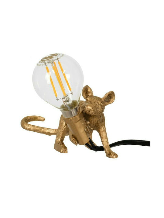GloboStar Mouse Διακοσμητικό Φωτιστικό Φιγούρα με Ντουί για Λαμπτήρα E12 σε Χρυσό Χρώμα