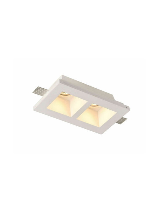 Optonica Rectangle Plaster Recessed Spot with Socket GU10 White 21.5x11.8cm.