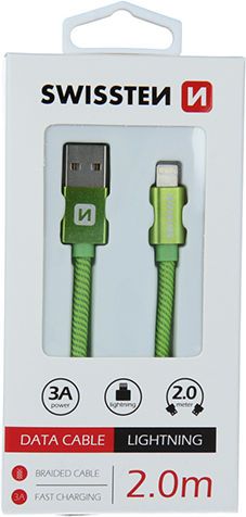 Swissten Braided USB to Lightning Cable Πράσινο 2m