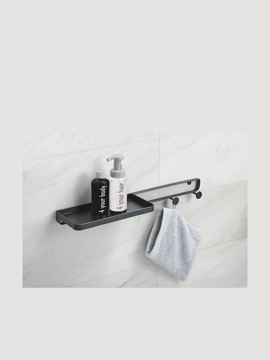 Kleine Wolke Framework Shelf Montat pe perete Raft Baie Metal 50.4x12x5.2cm Neagră