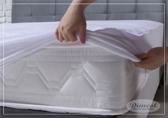 Dimcol Protective Cover King Size Waterproof with Skirt White 180x200+30cm