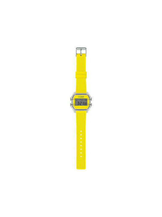 I AM Digital Watch Battery with Yellow Rubber Strap