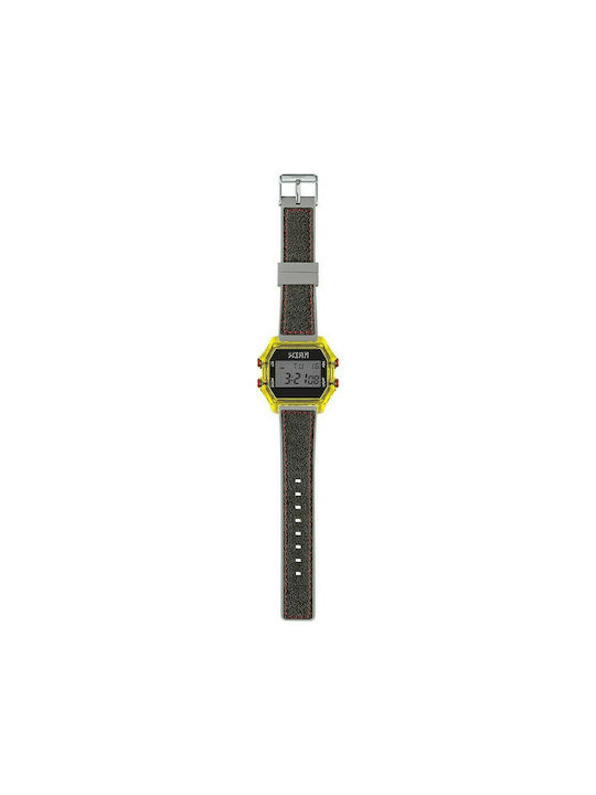 I AM Digital Watch Battery with Gray Rubber Strap