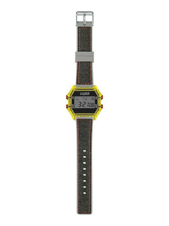I AM Digital Men's Watch 44mm Battery with Gray Rubber Strap