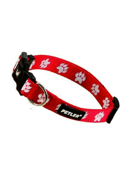 Petler Shining Red Paw Κολάρο Σκύλου σε Κόκκινο χρώμα Medium 16mm x 26 - 41cm