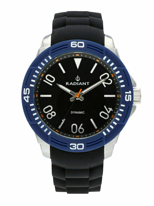Radiant Ανδρικό Ρολόι 46mm Μπαταρίας με Μαύρο Καουτσούκ Λουράκι