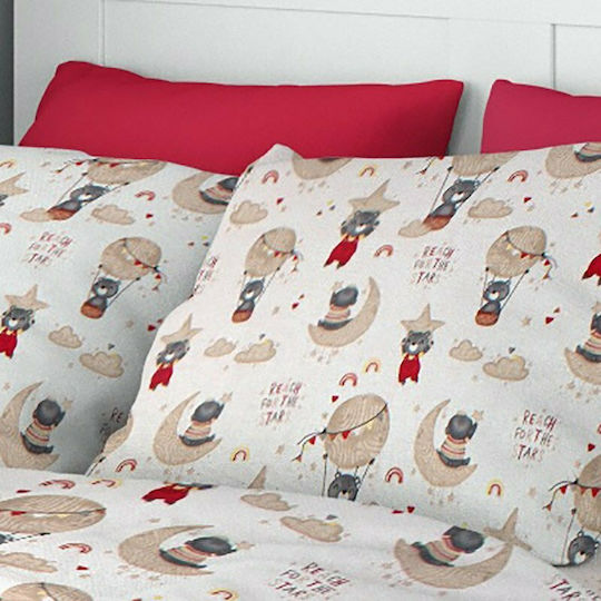 Dimcol Reach the Stars Kids Cotton Pillowcase 50x70cm 190 Beige