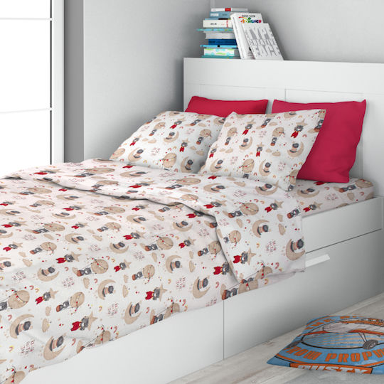 Dimcol Reach the Stars Kids Duvet Cover Single Cotton Beige 160x240cm