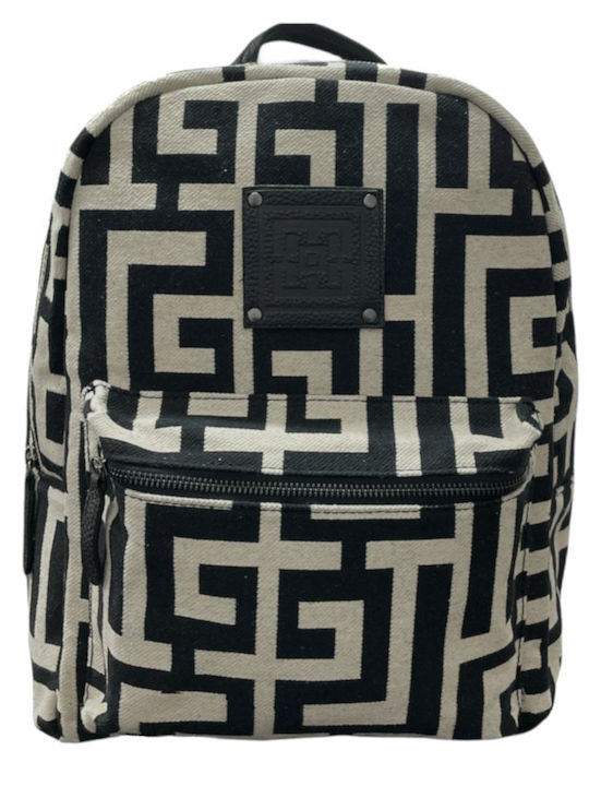 Gorgo Δερμάτινη Γυναικεία Τσάντα Πλάτης Silver/Black
