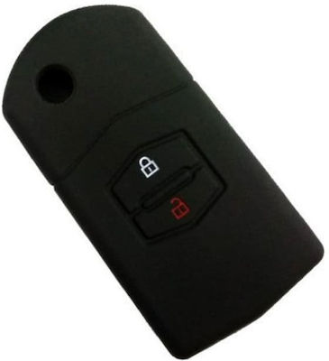 Silicone Car Key Cover Case with 2 Buttons for Mazda Black