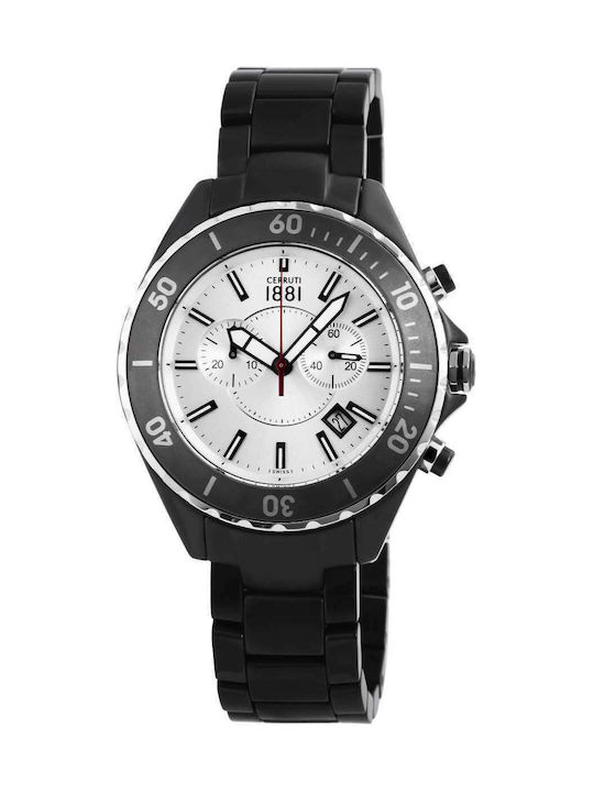 Men's Watch Chronograph Battery with Black Metal Strap