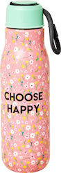 Rice Choose Happy Μπουκάλι Θερμός σε Ροζ χρώμα 0.5lt