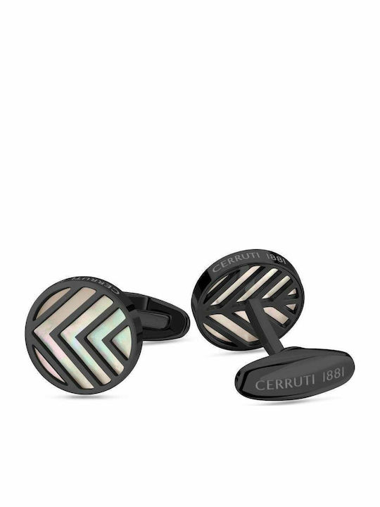 Cerruti Cufflinks from Steel in Black Color