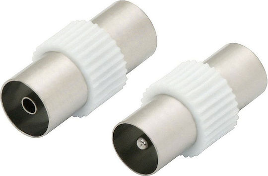 Blow Μετατροπέας Coaxial male σε Coaxial female Λευκό 1τμχ DM-3003