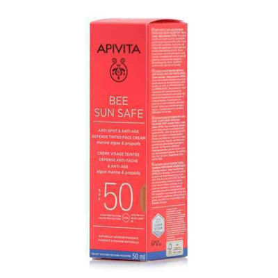 Apivita Bee Sun Safe Anti-spot & Anti-age Tinted Crema protectie solara Cremă SPF50 Golden 50ml