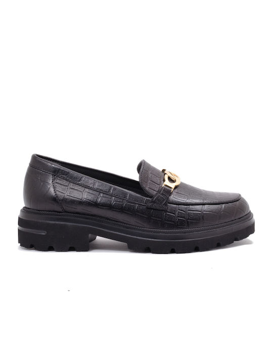 Ragazza Leather Women's Moccasins Black Croco