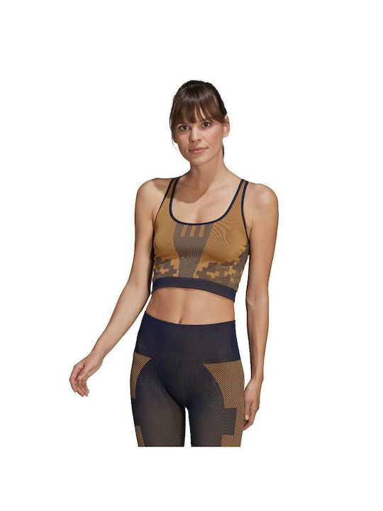 Adidas Mesa Nindig Γυναικείο Αθλητικό Crop Top Αμάνικο Καφέ Καφέ