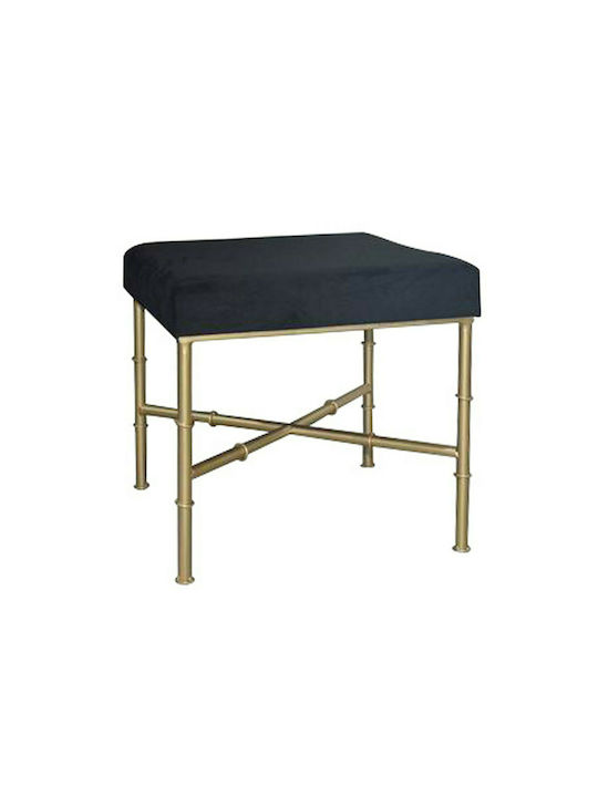 Stool For Living Room Upholstered with Velvet Victor Black 47x47x43cm