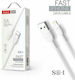 Tranyoo S6-I Плетена USB-A към Lightning кабел Бял 1м