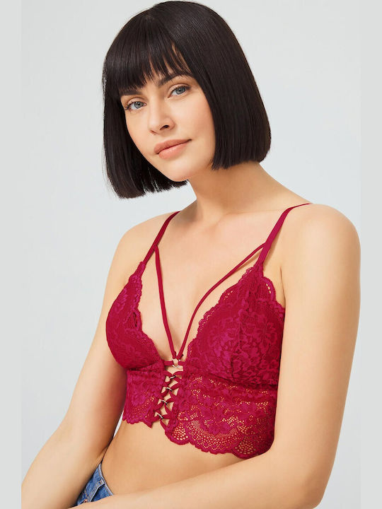 CottonHill Women's Bralette Bra Burgundy