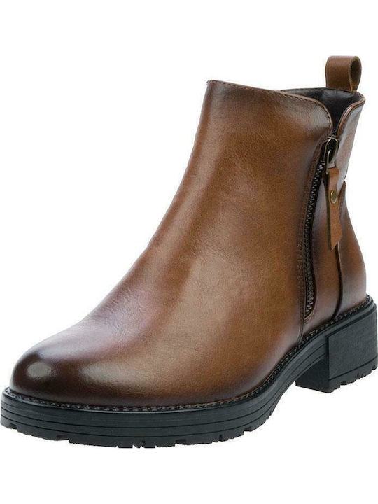Leder Stiefeletten Damen Tabac Braun