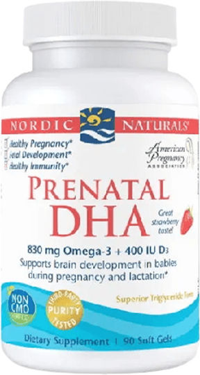 Nordic Naturals Prenatal DHA Рибено масло 830мг 90 жулими таблетки Ягода