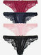 Women's String MultiPack with Lace Black/Pink/Navy