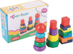 Tocuri Lemnoase Tower Shape pentru 3+ ani 17buc